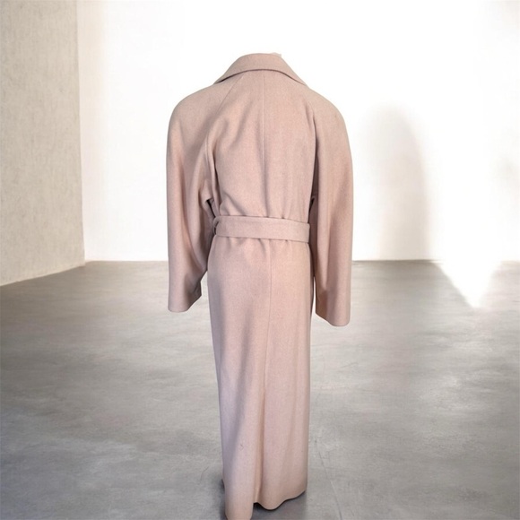 [Evan Picone] Vintage Cream Maxi Wool and Cashmere Blend Belted Coat Sz: 10P - Picture 3 of 16